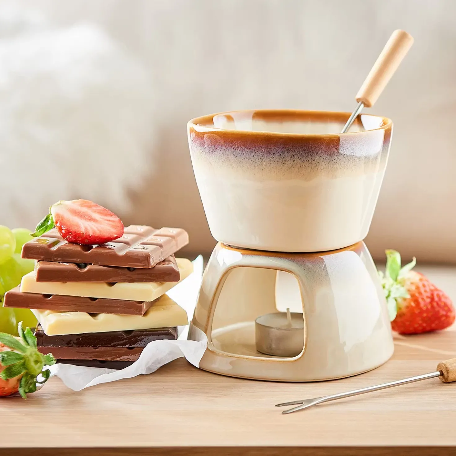 AU CHOCOLAT Mini-Fondue 4er-Set