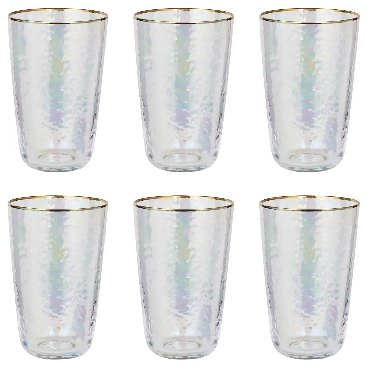 SMERALDA Longdrinkglas mit Goldrand 6er-Set